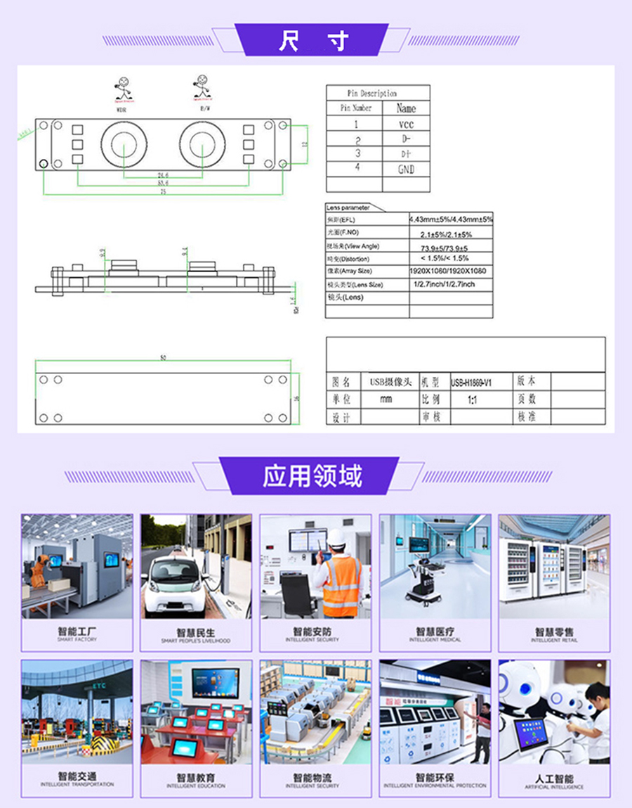 高清1080P雙目攝像頭模組廠家現(xiàn)貨供應(yīng)按需定制加工免費(fèi)提供人臉識別算法